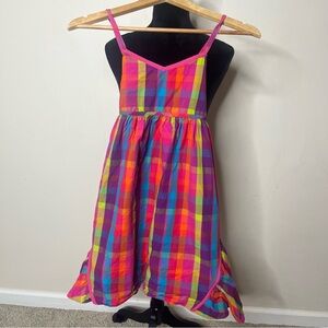Bonnie Jean Girls Multicolored Check Plaid Cotton Ruffle Summer Dress Sz 12‎